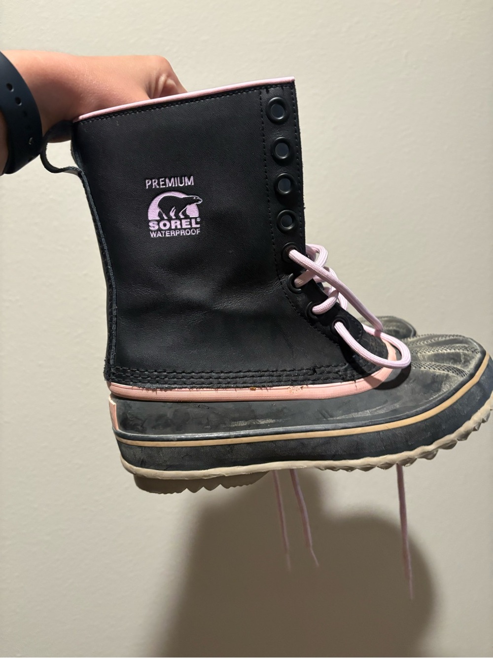Sorel Women’s Black and Pink Waterproof Winter Boot